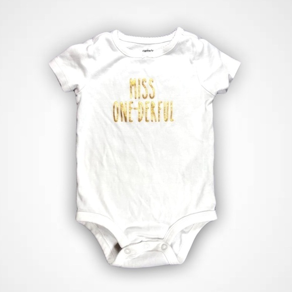 4/$20 Carter’s  White Onederful Onesie - Picture 1 of 4